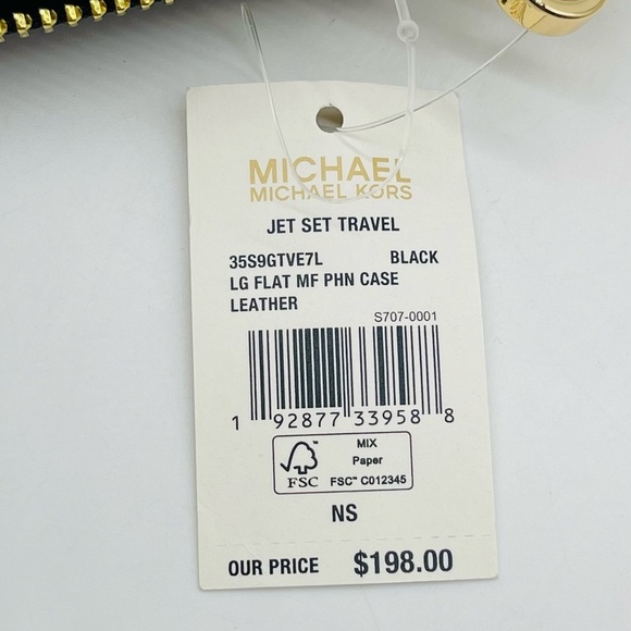 Michael Kors Large Flat MF Phone Case Wallet Black - Picture 8 of 8